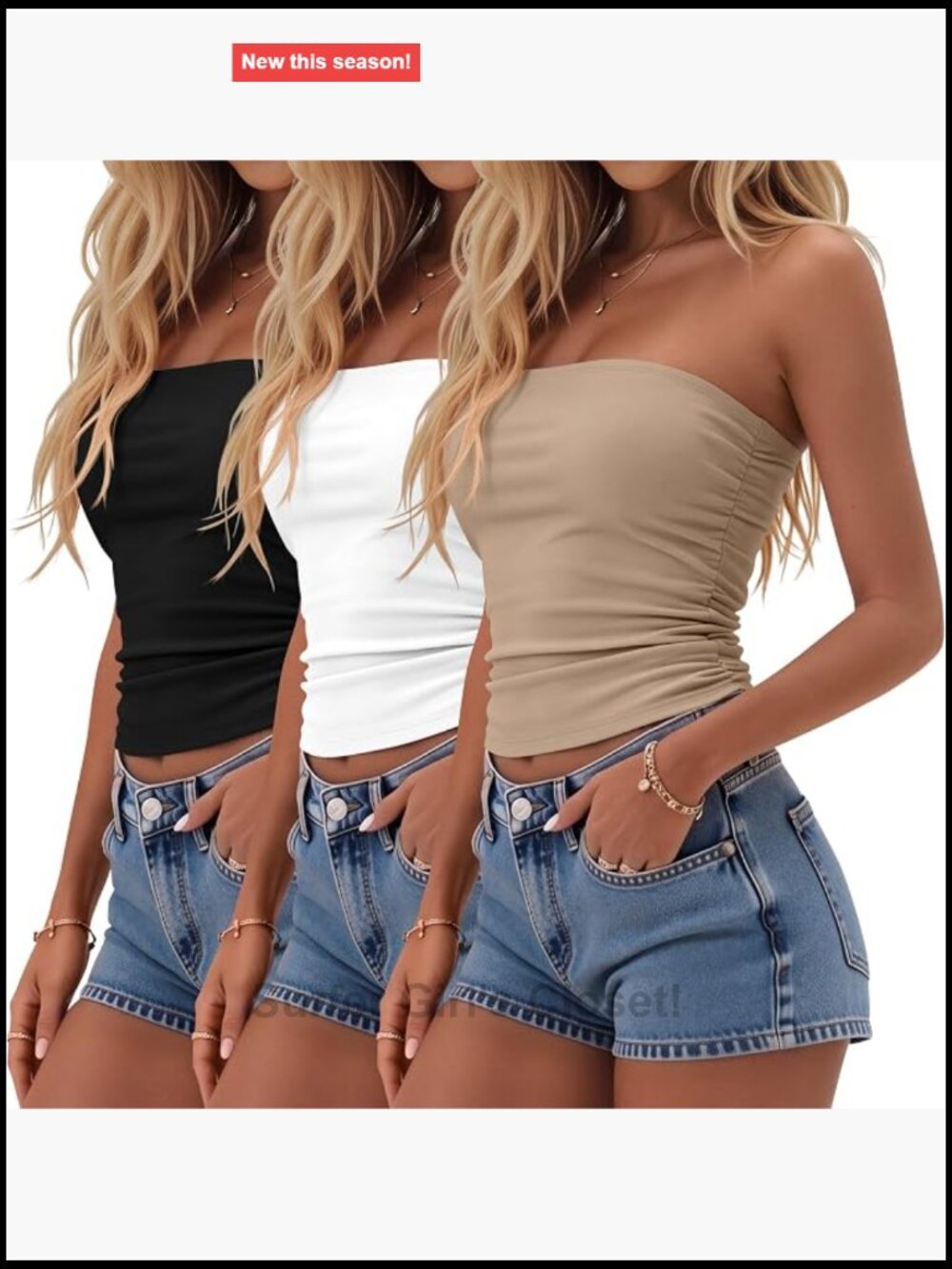 3 Pack Strapless Tube Tops Bandeau for Women, Soft Stretch Long Tube Tops